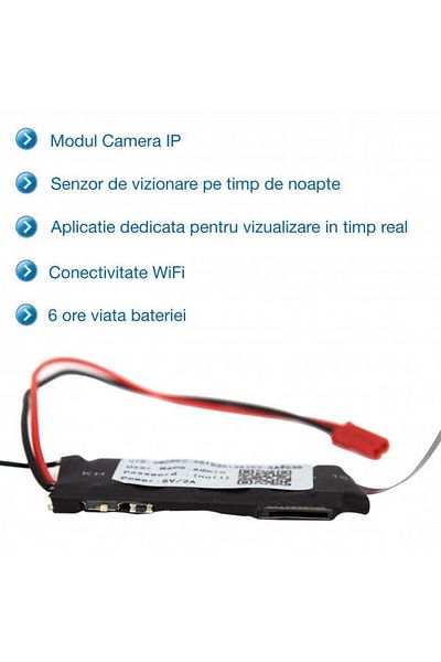 Minitechnics Mini IP Camera with Night Vision - 640x480 Resolution, 6 Hours Recording, 10 Days Standby, 32GB Memory,