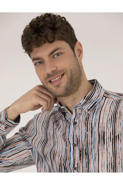 Pierre Cardin Μακρυμάνικο πουκάμισο Navy Blue Slim Fit