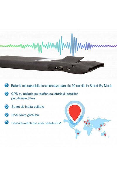 Minitechnics Gps Tracker with Real-Time Location via Mobile Application for Android and IOS, 30 Days of Autonomy