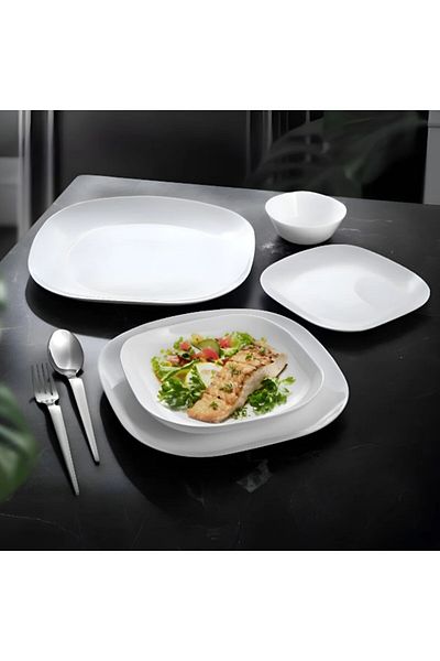 Houzi 12 Pcs Opal ware Dinner Set Dishwasher Microwave Freezer safe