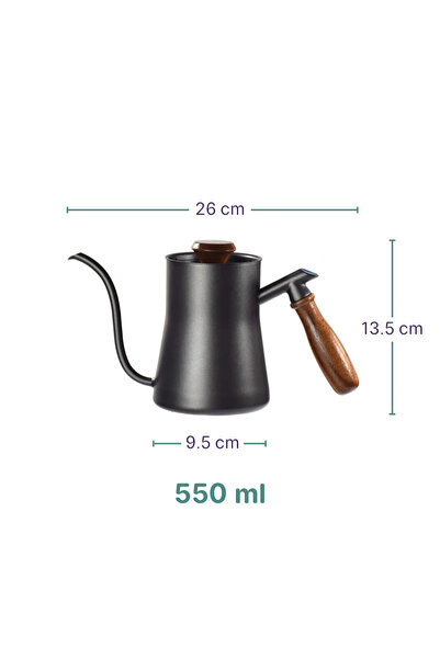 Generic Coffee Drip Kettle - Stainless Steel - Black - 550 ml