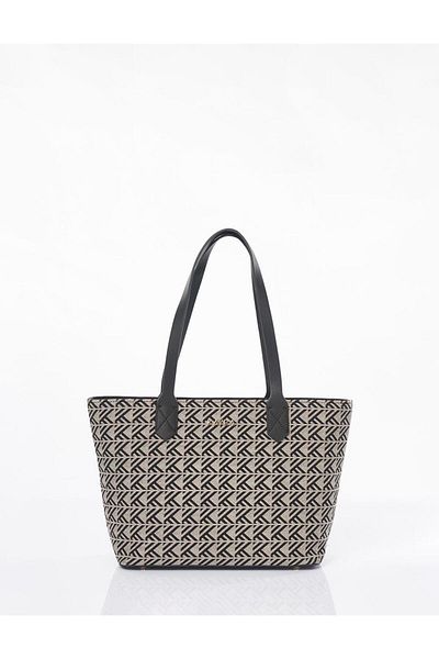 Kayra Geantă Shopper cu model monogramă gri