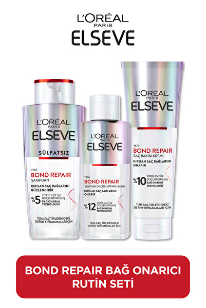 ELSEVE Bond Repair Bağ Onarıcı Saç Bakım Seti Şampuan + Bakım Kremi + Şampuan Öncesi Kurtarıcı Bakım
