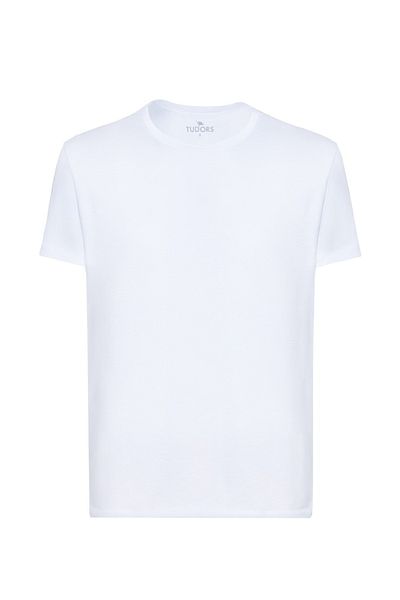 Tudors Μπλουζάκι Unisex Slim Fit Slim Fit 100% βαμβακερό με απαλή υφή λευκό μπλουζάκι με λαιμόκοψη