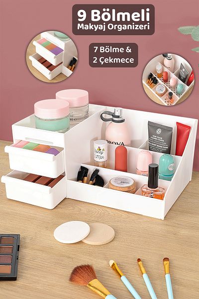 Meleni Home Makeup Organizer with Drawers - Perfume Cream Cosmetic Jewelry Accessories Multipurpose Organizer Box White