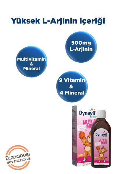 Dynavit Kids Multi Syrup 150ml - Contains Vitamin B, Vitamin D, Zinc and Arjinal