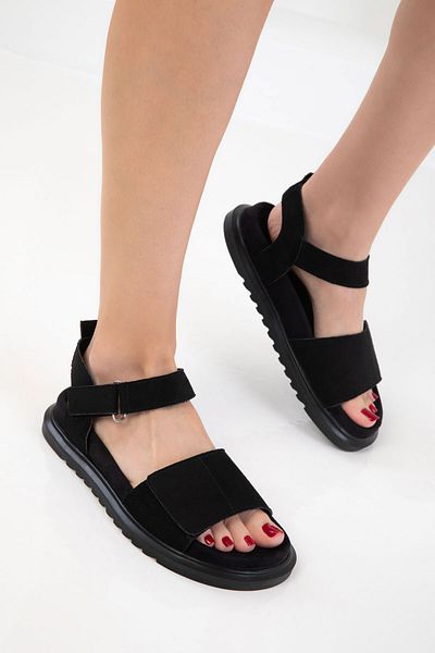 SOHO Black Suede Women's Sandals 20696