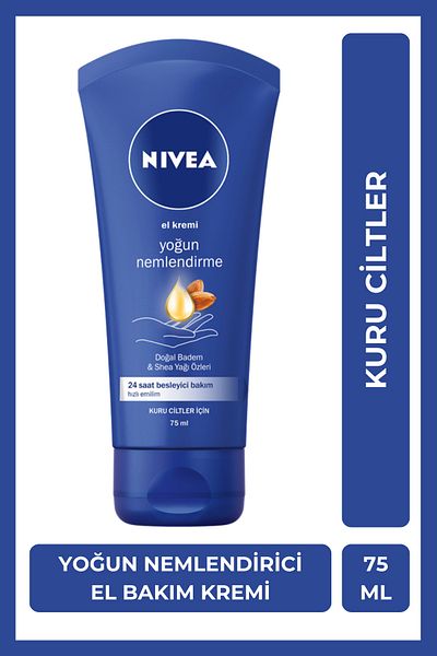 NIVEA 75ml Intensive Moisturizing Hand Care Cream - Natural Almond, Shea Butter, Protective, Nourishing, Dry Skin