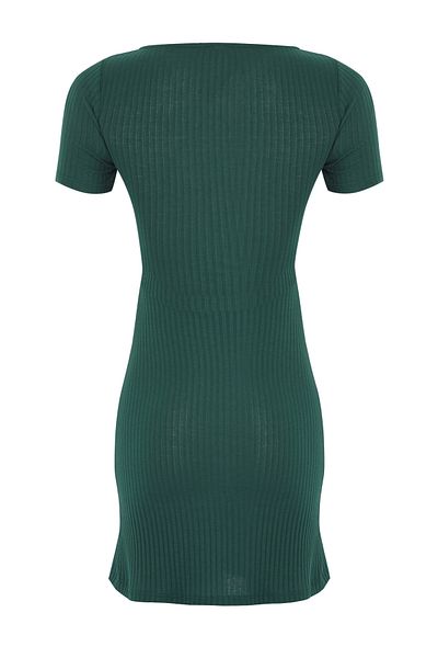 Trendyol Collection Emerald Green Mini a Line/Bell Cut Knitted Dress Twoss25El00851