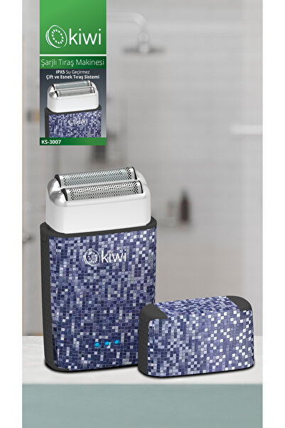 Kiwi Ks-3007 Paslanmaz Çift Çelik Bıçaklı Şarjlı Saç Tıraş Makinesi