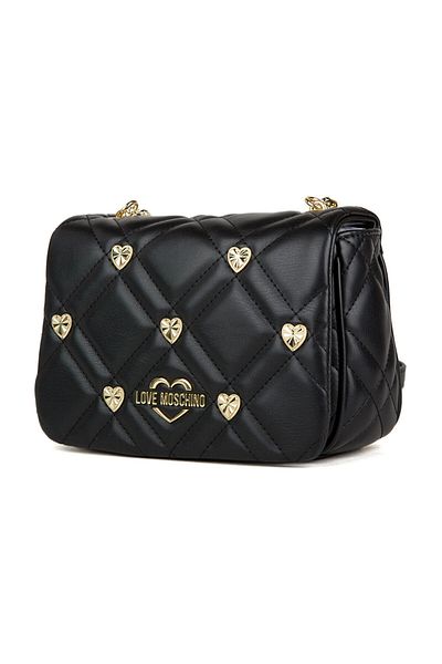 Love Moschino BORSA PU QUILTED GRS NERO + STUDS