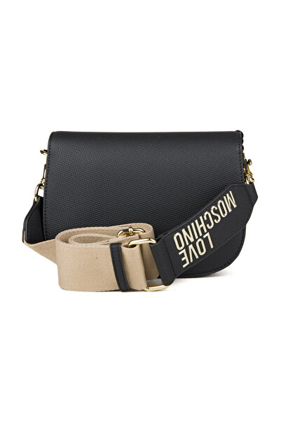 Love Moschino Dámská kožená černá taška přes rameno se silným popruhem JC4125PP1MLJ0-000