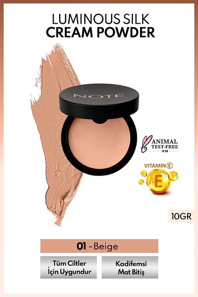 NOTE Luminous Silk Cream Powder Patakrem Matte Finish Powder Foundation - 01 Beige