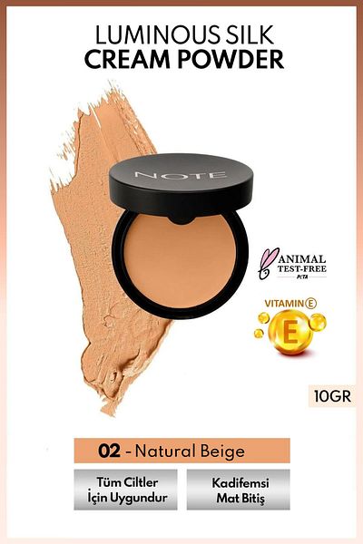NOTE Luminous Silk Cream Powder Patakrem Matte Finish Powder Foundation - 02 Natural Beige