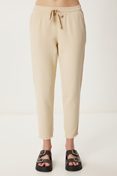 Happiness İstanbul Women's Cream Pocket Gabardine Trousers Wf00113