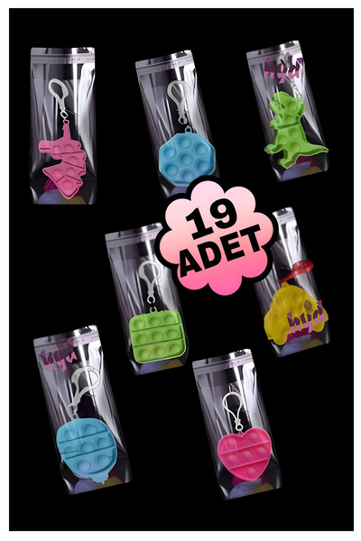Hyd 19 Adet Oyuncak Popit Kendi Şeffaf Hediyelik Poşetinde Doğum Günü Hediyesi Karne Hediyesi