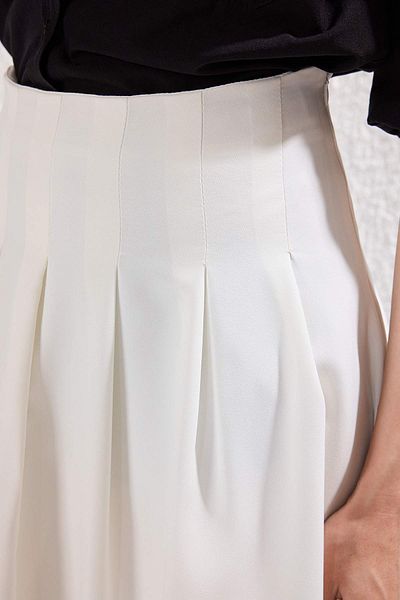 Trendyol Modest White Lined Pleat Detailed Woven Skirt Tctss25Ee00020
