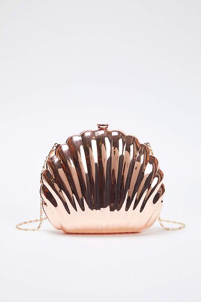 TRENDYOL SHOES Metallic Copper Seashell Evening Dress Women's Stylish Mini Clutch Hand Bag Takss25Oc00063
