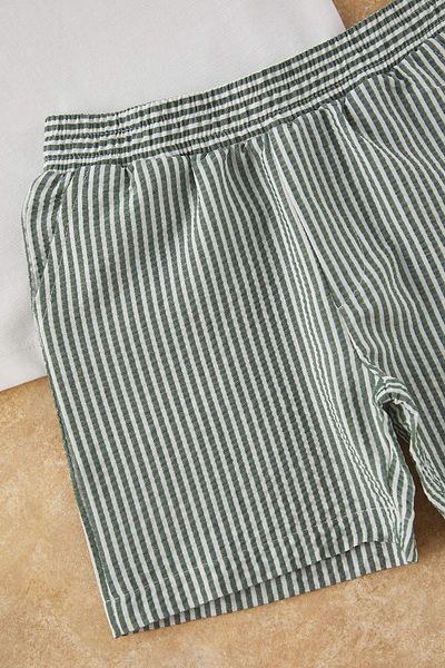 TRENDYOLKIDS Stone Boy's T-Shirt aus 100 % Baumwolle mit Streifen, Taschendetail, Shorts, gestricktes Oberteil, Oberteil, Anzug TKDSS25AU00110