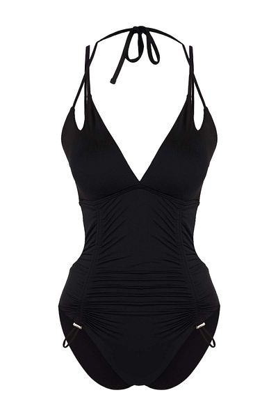 Trendyol Collection Schwarzer drapierter brasilianischer Mayokini – TBESS25MY00011