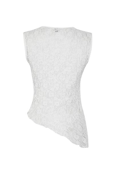 Trendyol Collection Ecru Lace Asymmetric Knitted Blouse Twoss25Bz00571