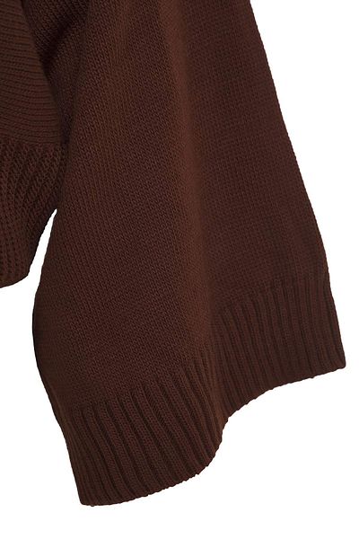Trendyol Collection Кафяв трикотажен пуловер с широки шарки с прилеп ръкав TWOAW23KZ01838