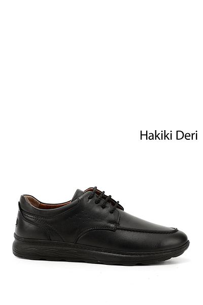 GÖNDERİ(R) Black Gön Genuine Leather Lace-Up Casual Men's Shoes 42571
