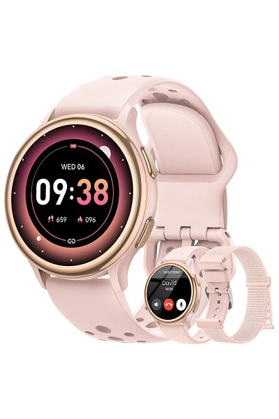 Smart Vibe Smartwatch AMOLED G53™ WATCH Receive/Make Call, AI Voice Assistant, 24/7 Fitness Tracker, Gold