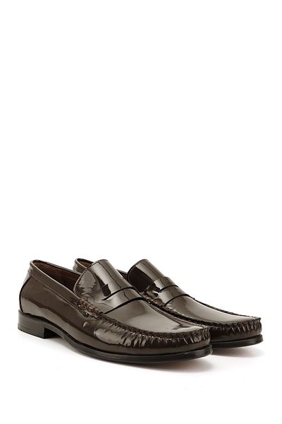 GÖNDERİ(R) BROWN Patent Leather Platinum Genuine Leather Leather Sole Loafer Casual Men's Shoes 01139