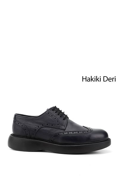 GÖNDERİ(R) Ανδρικά παπούτσια τύπου Navy Blue από γνήσιο δέρμα με στρογγυλά δάχτυλα με κορδόνια casual