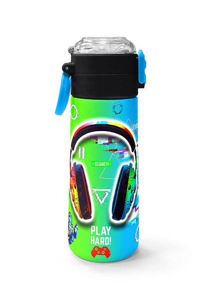 Coral High Kids Headphones Game Patterned Straw and Direct Drinking Steel Thermos 500 ml 31841