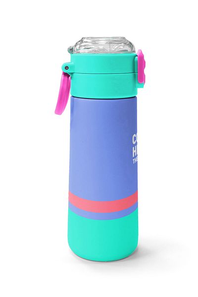 Coral High Kids Deep Blue Colored Steel Thermos with Straw and Direct Drinking 500 ml 31854