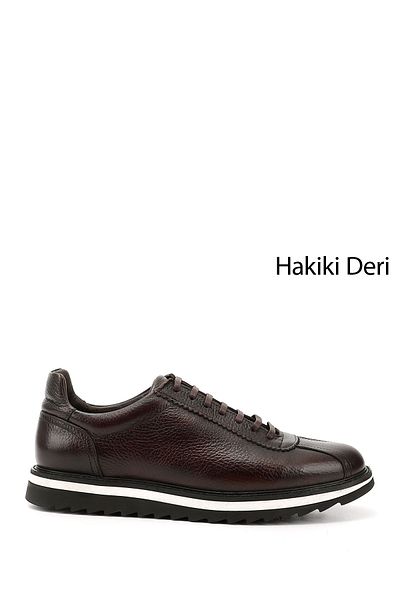 GÖNDERİ(R) Men's Brown Antique Lace-Up Genuine Leather Comfort Sneaker