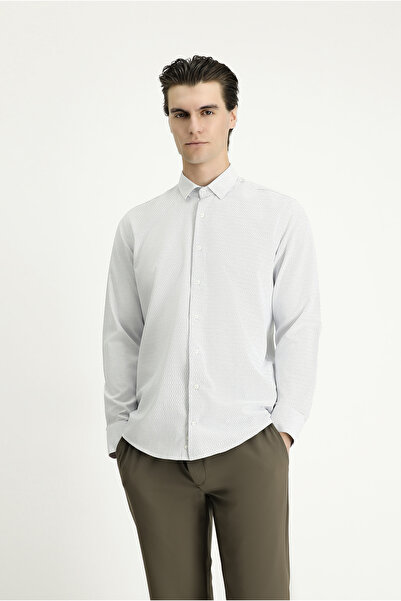 Kiğılı Μακρυμάνικο πουκάμισο με λεπτή εφαρμογή με λεπτή εφαρμογή, βαμβακερό εύκολο στο σιδέρωμα με κουμπιά