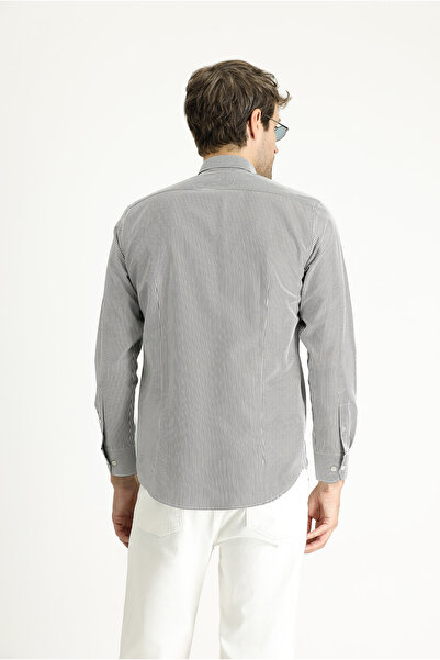 Kiğılı Long Sleeve Slim Fit Slim Fit Striped Cotton Easy-Iron Shirt