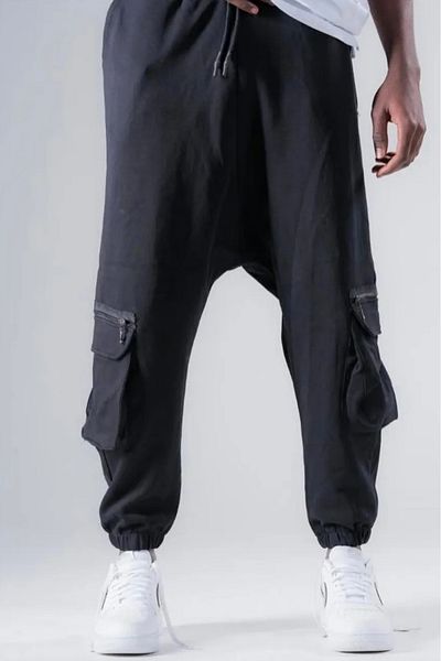 Superbluemexico Ανδρικό παντελόνι Cargo Pocket Black Jogger Baggy