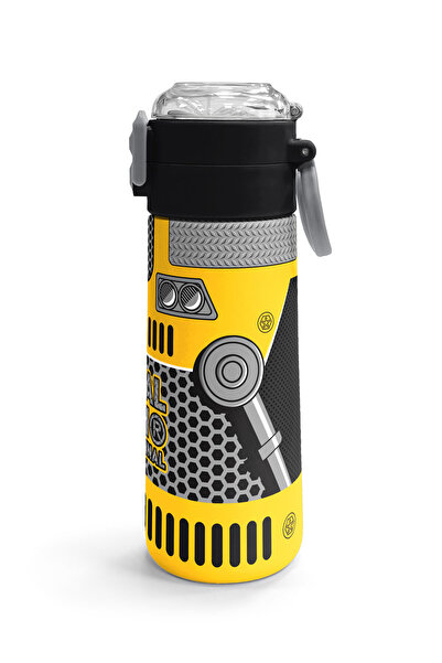 Coral High Kids Yellow Black Robot Patterned Steel Thermos with Straw and Direct Drinking 500 ml 31862