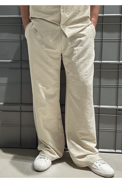 King Brothers Men's Linen Set - Buttoned Shirt and Elastic Trousers