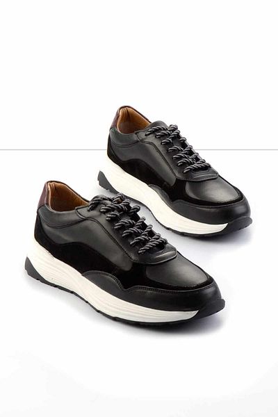 Bambi Black Black Suede Genuine Leather Men's Sneakers E01463410103