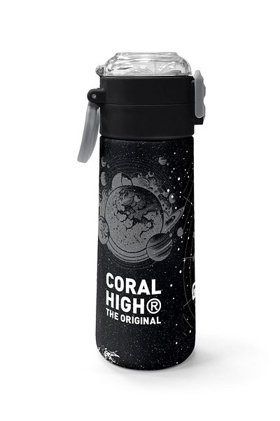 Coral High Kids Black Basketball Patterned Steel Thermos with Straw and Direct Drinking 500 ml 31857