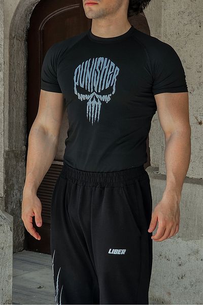 Liber Punisher - T-shirt συμπίεσης (ΜΑΥΡΟ)