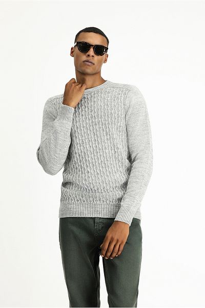 Kiğılı Crew Neck Regular Fit Seamless Patterned Knitwear Sweater
