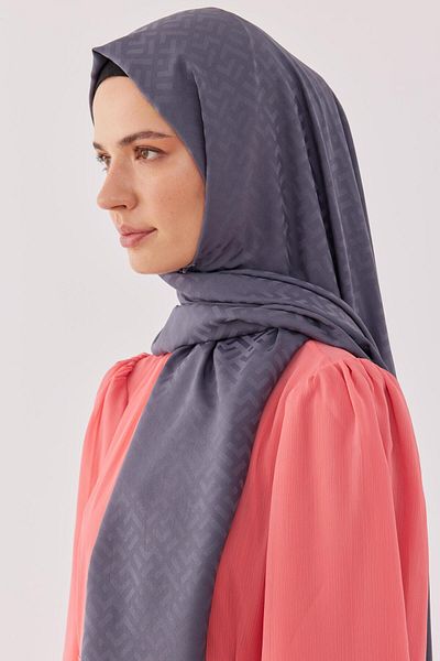 MİRSOY SCARF Smoked Tetris Patterned Silky Jacquard Shawl