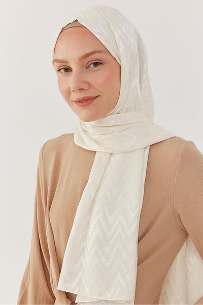 MİRSOY SCARF شال جاكار لامع بنمط متعرج - إكرو