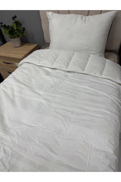 Clasy Ranforce Unita V4 - Double, Double-Sided, White Plain Pattern Quilted 100% Cotton