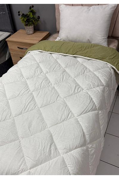 Clasy 100% Cotton Ranforce Single Double Sided Quilt White-Pistachio Green