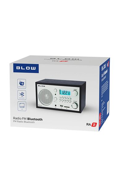 Blow AM/FM radio, Bluetooth, BLOW RA2 11268, LCD display, USB port, SD port, alarm clock, gray with brown
