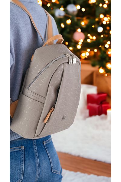 Just Polo Gray Women's Backpack – Stylish Embossed Logo, Casual & Combination Friendly Model
