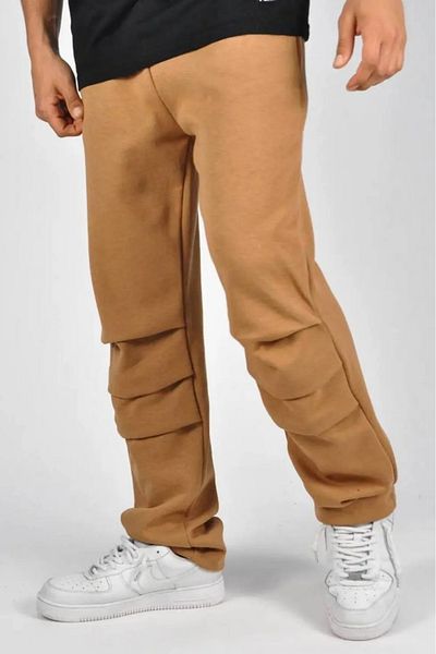Superbluemexico Men's Wide Leg Elastic Camel Baggy Trousers