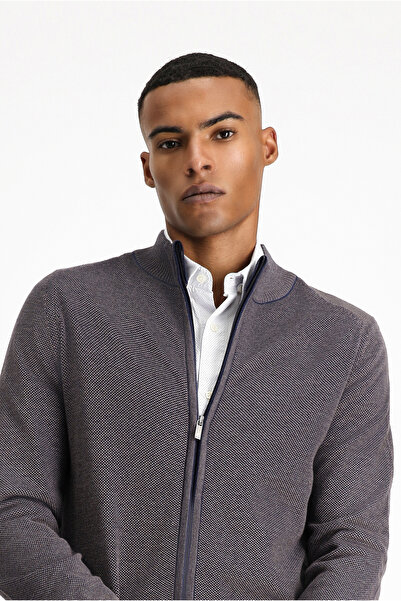 Kiğılı Bato Yaka Slim Fit Бавовняний кардиган з застібкою-блискавкою